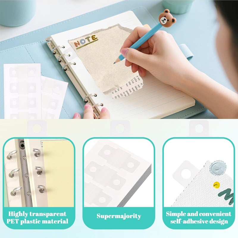 Pretwad 400 PCS Clear Binder Sheet Converter Stickers, Convert Non-Punched Paper to Loose-Leaf Binder Refill Pages for DIY Planner, Scrapbook Album, Hole Reinforcement Stickers and Inserts - Image 4